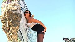 Public Slut Teases with Monster Cock Dildo