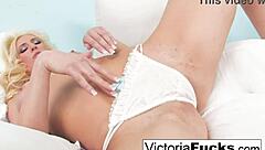 VICTORIA WHITE SHARES her LONG LEGS and WET PUSSY!