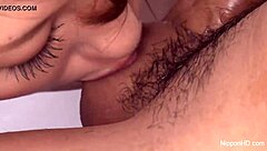 A hot and steamy threesome with cum and facial scenes
