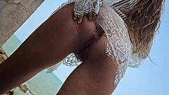 Beautiful girl shows her hairy armpits and shakes her ass for her neighbors