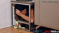 Sexy Milf Nanny With Big Ass Riley Jacobs Got Stuck And Fucked During The House Cleaning