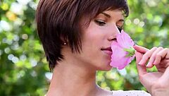 charming suzanna a undresses outdoor, softcore babe shows natural tits in solo striptease