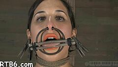 Fascinating beauty tossed into cage with babe for wet pussy bondage