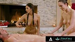 Nuru massage with a hot 3 girl threesome compilation