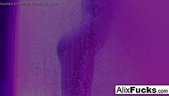 sexy blonde pornstar alix lynx subtly bathes, showing off big tits and ass in shower
