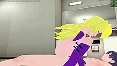 blonde rides creampie in quick hentai cowgirl session