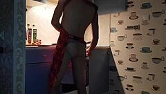 Gay men having anal sex in the kitchen