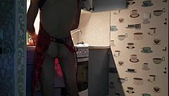 Gay men having anal sex in the kitchen