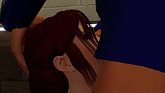 bribing security with anal blowjob and cumshot in fetish cartoon