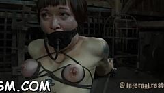 Restrained Slave Gets Lusty Blowjob For Her Tight Cunt!