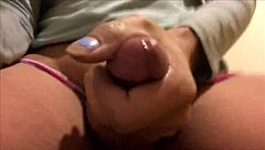 Bitch holds back cum, building huge load for face shot