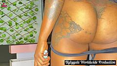 African beauty Mareme in red hot scene with black partner