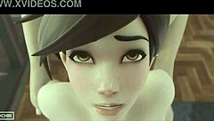 Tracer Gives Intense Handjob And Blowjob In Hentai Anime