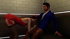 bribing security with anal blowjob and cumshot in fetish cartoon