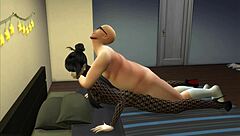 Young Asian whore in pantyhose serves client well