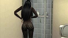 Young Asian whore in pantyhose serves client well