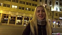 German scout fucks 18 year old amaris in outdoor casting, monster cock interview!