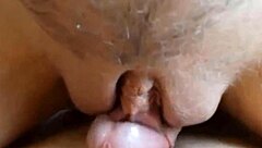 Fat shaved pussy eagerly pumps hard cock with intense squirting