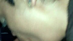 Sloppy blowjob in car ends with swallow