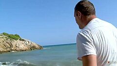 This busty cougar let a stranger finger her and cum on her huge natural tits