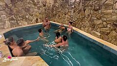 My motel party with friends turned into wild fun in red and sheer lingerie