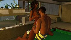 Playing on the pool table