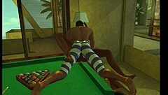 Playing on the pool table