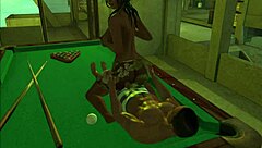 Playing on the pool table