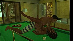 Playing on the pool table