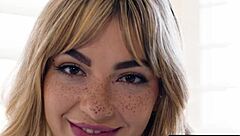 Up close, innocent teen Demi Hawks craves her tight pussy stuffed with Robby Apple's cock!