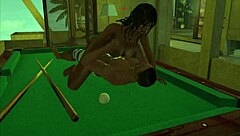 Playing on the pool table