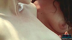 Look at Megan Blake and Jay Marie, hot lesbian girlfriends splashing in the pool