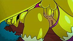 Marge's revealing clothes confuse old Simpson, leading to threesome