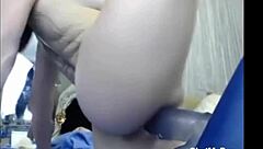 Teen in pink socks reaches orgasm with dildo.