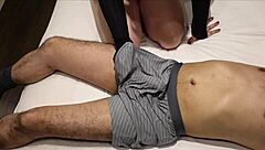 cum through underwear handjob