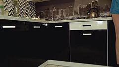 Teen Without Panties Caught on Hidden Spy Cam in Kitchen