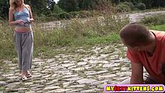 I watched this small teen 18+ get her pussy fucked outdoors and receive a cumshot