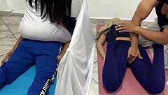 Blindfolded girlfriend gets a sensual massage from her masseuse