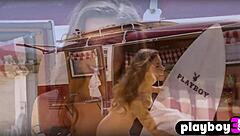 hot milf gia ramey-gay undresses, ripping clothes to expose big natural tits and big ass