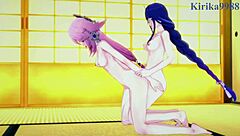 Intense futanari action with Shenhe, Lumine, Miko Yae, and Raiden Shogun