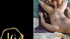 Chubby mother-in-law sucks and swallows cum