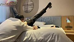 Gay couple from Asia having sex in a hotel room