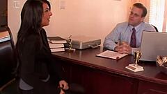 Exotic brunette babe skillfully pleasures her accountant with oral tricks.