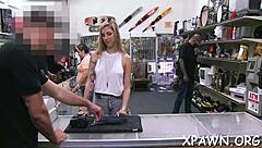 Hardcore sex erupts in European shop