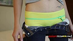 watch this kinky asian teen ride a monster cock in public