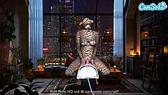 Hey, big boobs pussy cat uses toys to masturbate and blow that monster cock!