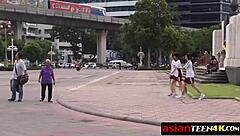 watch this kinky asian teen ride a monster cock in public