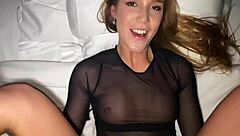 Wife Enjoys Intense Sex with Husband in Bedroom, Moaning Loudly as He Thrusts Deep