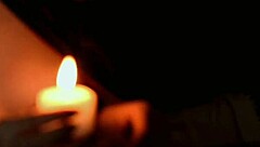 Damn, sexy devil drips hot wax on big clit and nipples!