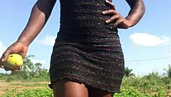 Crazy bitch twerks her big ass outdoors